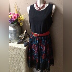 ELIZA J BLACK AND COLORFUL DRESS